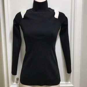 WHBM NWT cold shoulder black turtleneck